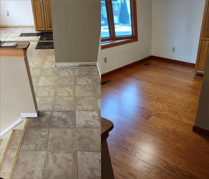 Before and after of a home that had water damage